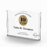 Employee 10 years of service Gold Seal custom logo Acrylic Award<br><div class="desc">Celebrate an employee's exceptional 10 years of dedicated service with our Employee 10 Years of Service Gold Seal Custom Logo Acrylic Award. This elegant and customizable trophy-style acrylic block is the perfect way to recognize their significant milestone and convey your appreciation. The award features a sleek black and white design,...</div>