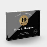 Employee 10 years of service Gold Seal custom logo Acrylic Award<br><div class="desc">Celebrate an employee's exceptional 10 years of dedicated service with our Employee 10 Years of Service Gold Seal Custom Logo Acrylic Award. This elegant and customizable trophy-style acrylic block is the perfect way to recognize their significant milestone and convey your appreciation. The award features a sleek black and grey design,...</div>