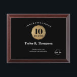 Employee 10 years of service gold seal custom logo award plaque<br><div class="desc">Celebrate an employee's exceptional 10 years of dedicated service with our Employee 10 Years of Service Gold Seal Custom Logo framed Award. This elegant and customizable trophy-style framed award is the perfect way to recognize their significant milestone and convey your appreciation. The award features a sleek black and grey design,...</div>
