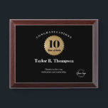 Employee 10 years of service gold seal custom logo award plaque<br><div class="desc">Celebrate an employee's exceptional 10 years of dedicated service with our Employee 10 Years of Service Gold Seal Custom Logo framed Award. This elegant and customizable trophy-style framed award is the perfect way to recognize their significant milestone and convey your appreciation. The award features a sleek black and grey design,...</div>