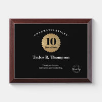 Employee 10 years of service gold seal custom logo