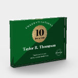 Employee 10 years of service Green Gold Seal logo Acrylic Award<br><div class="desc">Celebrate an employee's exceptional 10 years of dedicated service with our Employee 10 Years of Service Gold Seal Custom Logo Acrylic Award. This elegant and customizable trophy-style acrylic block is the perfect way to recognize their significant milestone and convey your appreciation. Green background with modern diagonal. The award features a...</div>