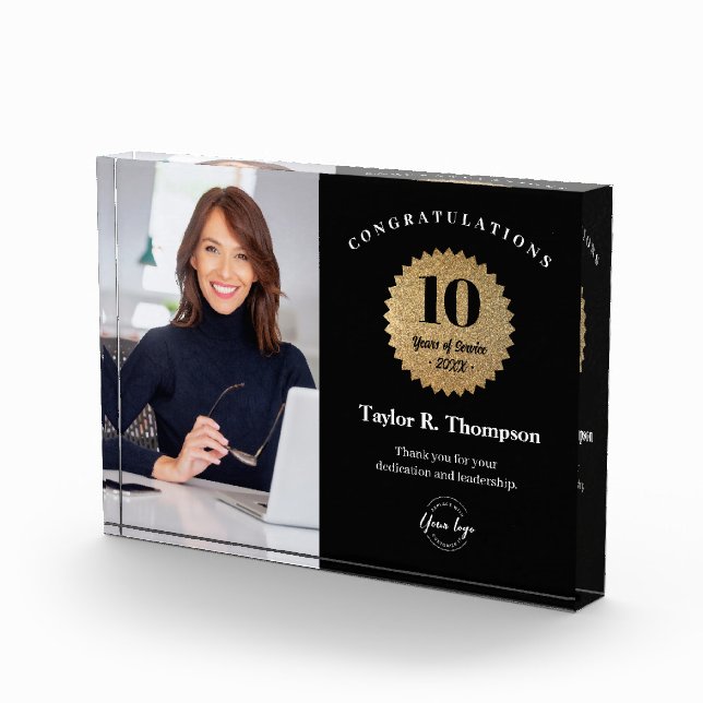 Employee 10 years Service Personalized Photo Award (Right)