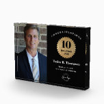 Employee 10 years Service Personalized Photo Award<br><div class="desc">Celebrate a decade of dedication with this elegant 10 Years of Service Personalized Acrylic employee appreciation Award. Featuring a gold seal on a sleek black background,  this modern keepsake includes a custom photo,  employee name,  year and company logo—perfect for employee recognition and corporate milestones.</div>