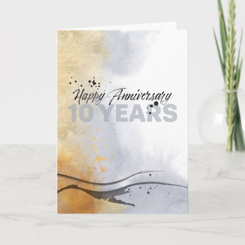 Employee 10th Anniversary Artistic Ink Abstract Card