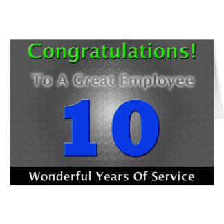 Employee 10th Anniversary Bold and Stylish Card