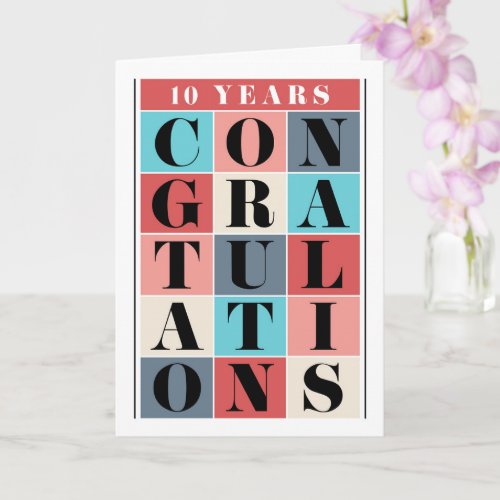 Employee 10th Anniversary Congratulations Grid Card