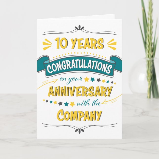 Employee 10th Anniversary Congratulations Word Art Card | Zazzle