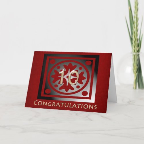 Employee 10th Anniversary Elegant Red Oak Card