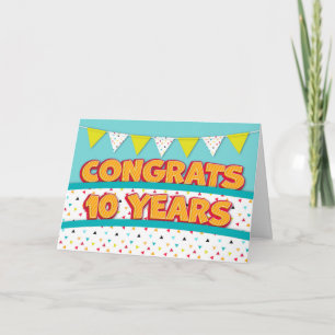 Employee 10th Anniversary Fun Bright Bunting Card
