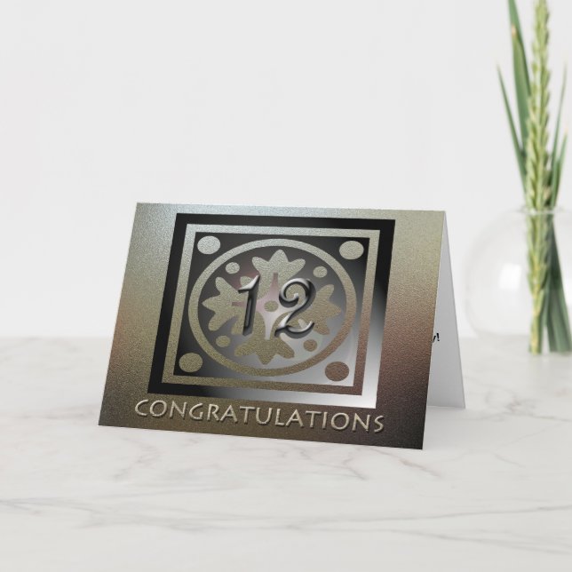 Employee 12th Anniversary Elegant Golden Card (Front)