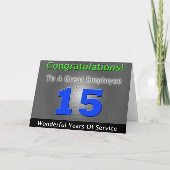 Employee 15th Anniversary Bold and Stylish Card (Front)