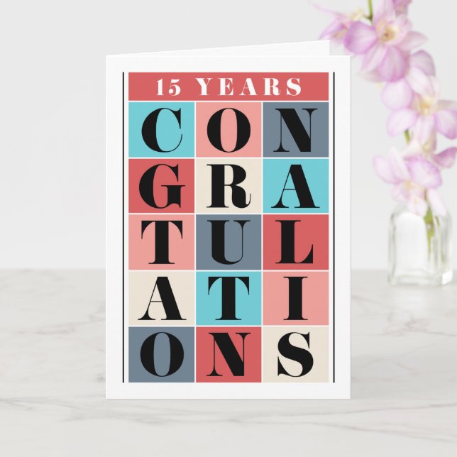 Employee 15th Anniversary Congratulations Grid Card (Orchid)