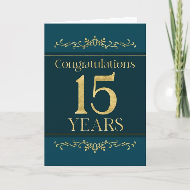 Employee 15th Anniversary Stylish Formal Elegant Card (Front)