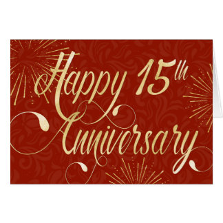 Employee 15th Anniversary - Swirly Text - Red Card
