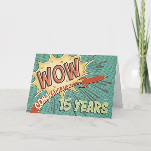 Employee 15th Anniversary Vintage Comic Book Style Card