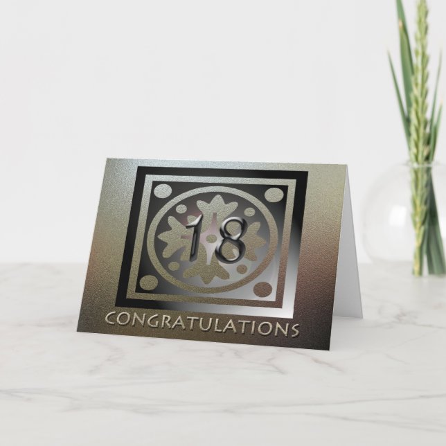 Employee 18th Anniversary Elegant Golden Card (Front)