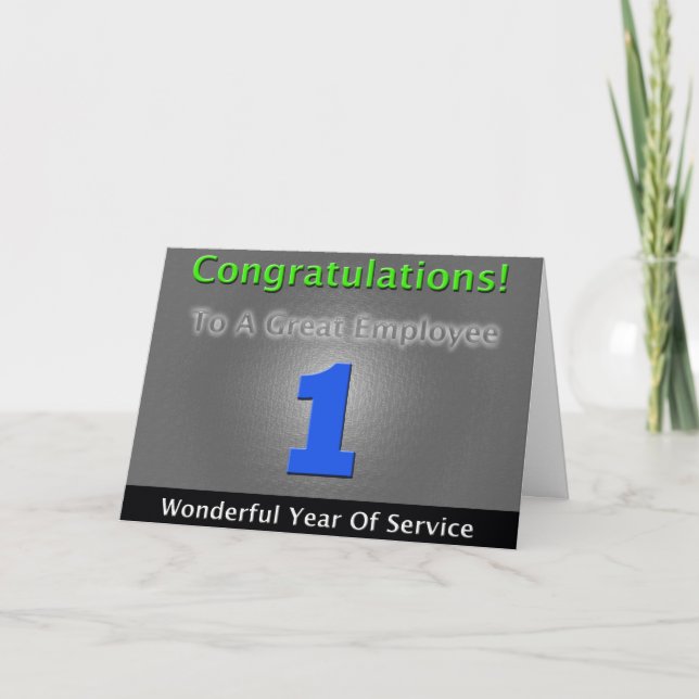 Employee 1st Anniversary Bold and Stylish Card (Front)