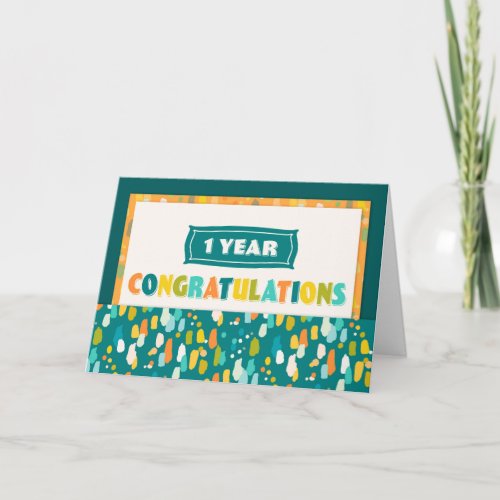 Employee 1st Anniversary Colorful Congratulations Card