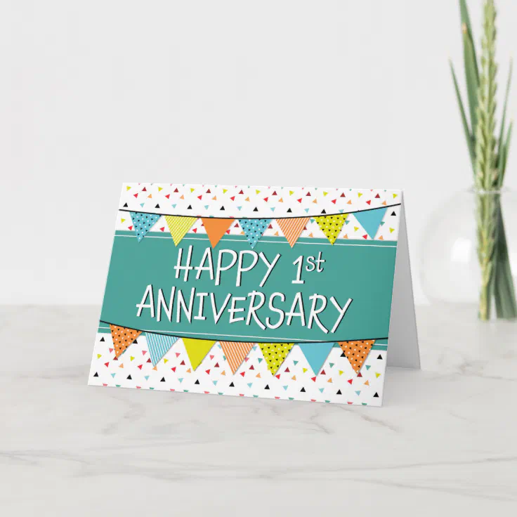 Employee 1st Anniversary Colorful Triangles Card | Zazzle