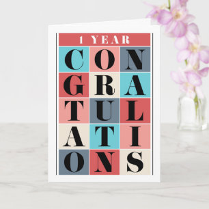 Employee 1st Anniversary Congratulations Grid Card