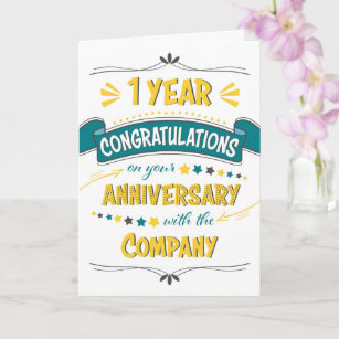 Employee 1st Anniversary Congratulations Word Art Card