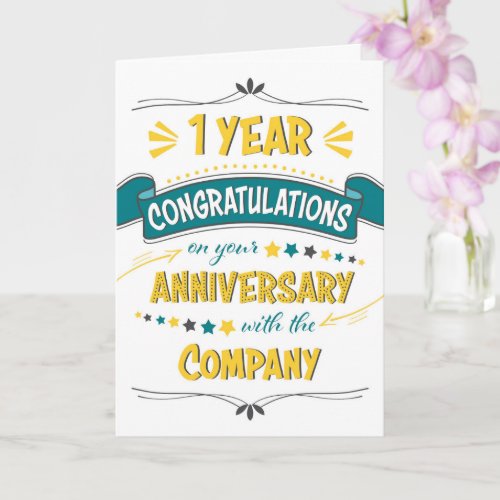 Employee 1st Anniversary Congratulations Word Art Card