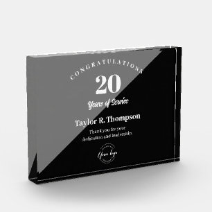 Employee 20 years of service Custom logo Acrylic Award