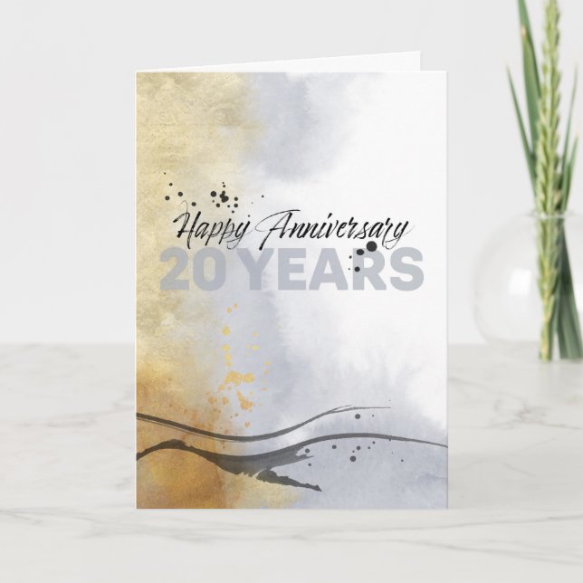 Employee 20th Anniversary Artistic Ink Abstract Card (Front)