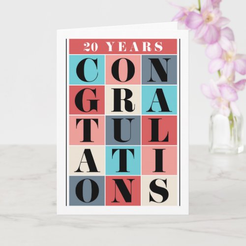 Employee 20th Anniversary Congratulations Grid Card