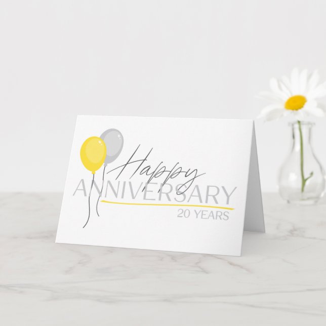 Employee 20th Anniversary Font Duo and Balloons Card (Small Plant)