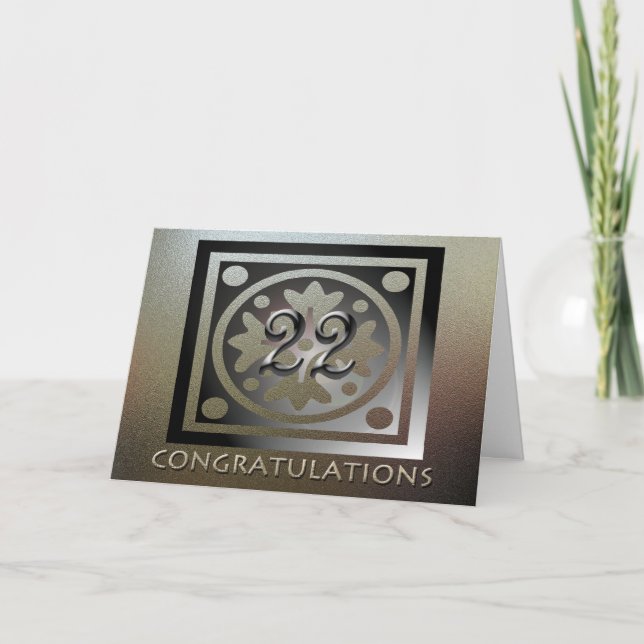 Employee 22nd Anniversary Elegant Golden Card (Front)