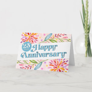 Employee 25th Anniversary Colorful Watercolor Card