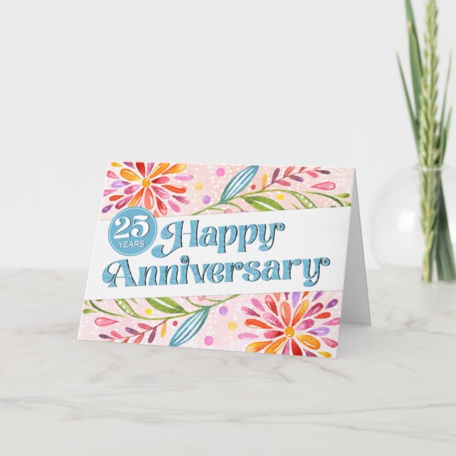 Employee 25th Anniversary Colorful Watercolor Card (Front)