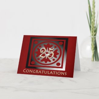 Employee 25th Anniversary Elegant Red Oak Card