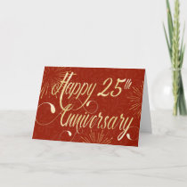Employee 25th Anniversary - Swirly Text - Red Card