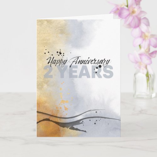 Employee 2nd Anniversary Artistic Ink Abstract Card