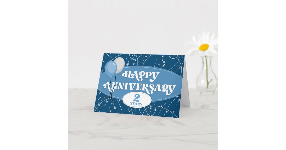 Employee 2nd Anniversary Balloons and Pattern Card | Zazzle