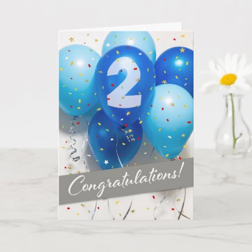 Employee 2nd Anniversary Blue Balloons Card