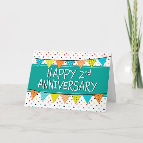 Employee 2nd Anniversary Colorful Triangles Card