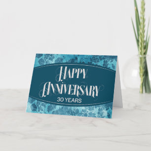 Employee 30th Anniversary Blue Floral Elegance Card