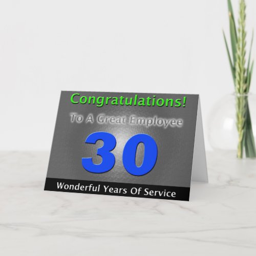 Employee 30th Anniversary Bold and Stylish Card