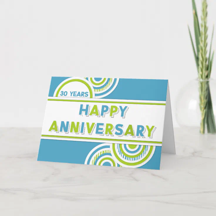 Employee 30th Anniversary Colorful Circles Card | Zazzle