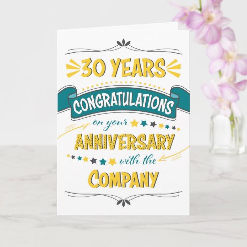 Employee 30th Anniversary Congratulations Word Art Card