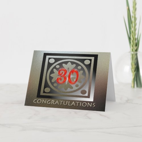 Employee 30th Anniversary Elegant Golden Red