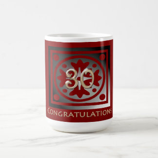 Employee 30th Anniversary Elegant Golden Red Coffee Mug