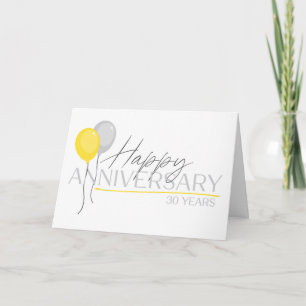 Employee 30th Anniversary Font Duo and Balloons Ca Card