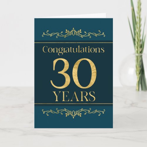 Employee 30th Anniversary Stylish Formal Elegant Card