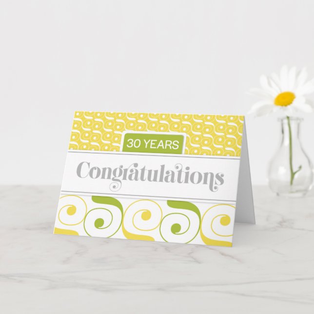 Employee 30th Anniversary Typography and Swirls Card (Small Plant)