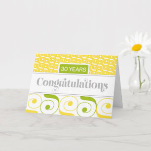 Employee 30th Anniversary Typography and Swirls Card